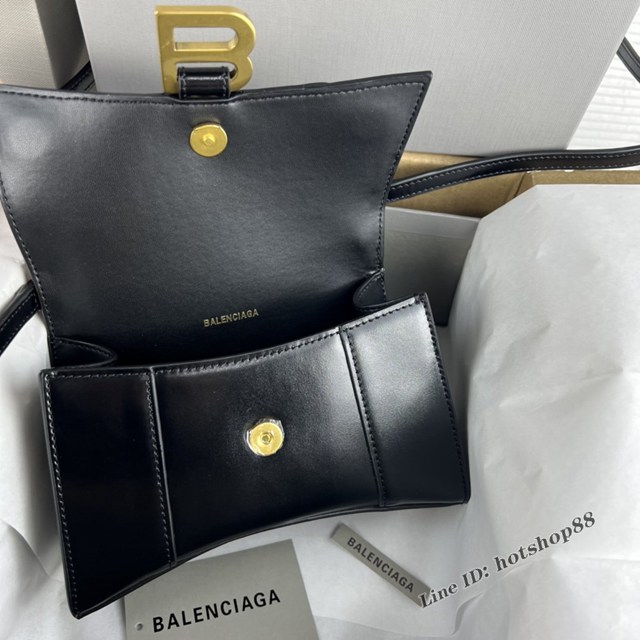 Balenciaga專櫃爆款平紋黑色金扣Hourglass沙漏包 巴黎世家頂級原單手提肩背包 fyj1212